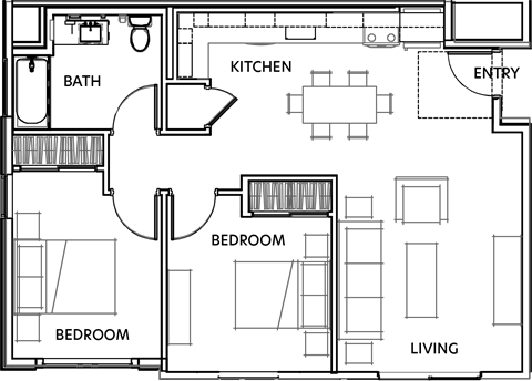 Napa Cove 2 Bed 1 Bath 891 SF